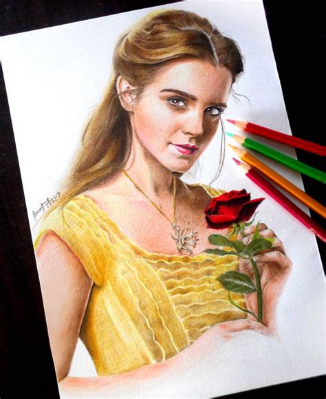 emma watson pencil drawing|belle colored pencil drawing.